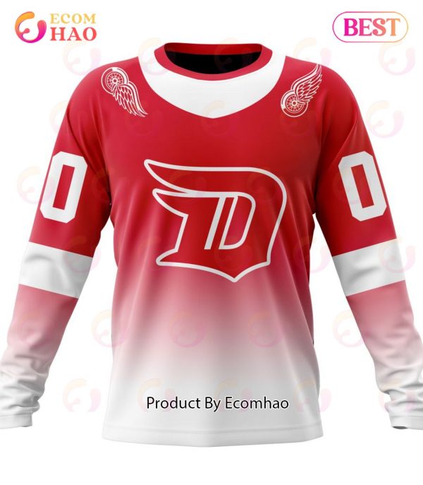 NHL Detroit Red Wings Special Retro Gradient Design 3D Hoodie