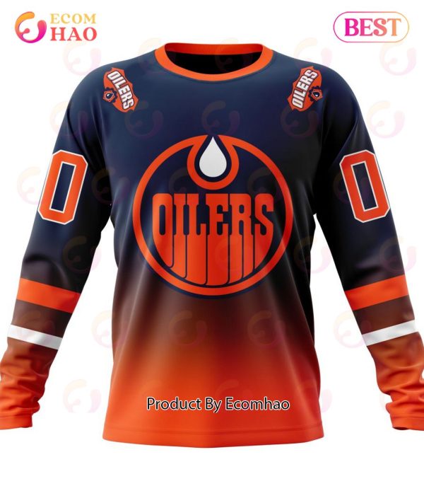 NHL Edmonton Oilers Special Retro Gradient Design 3D Hoodie
