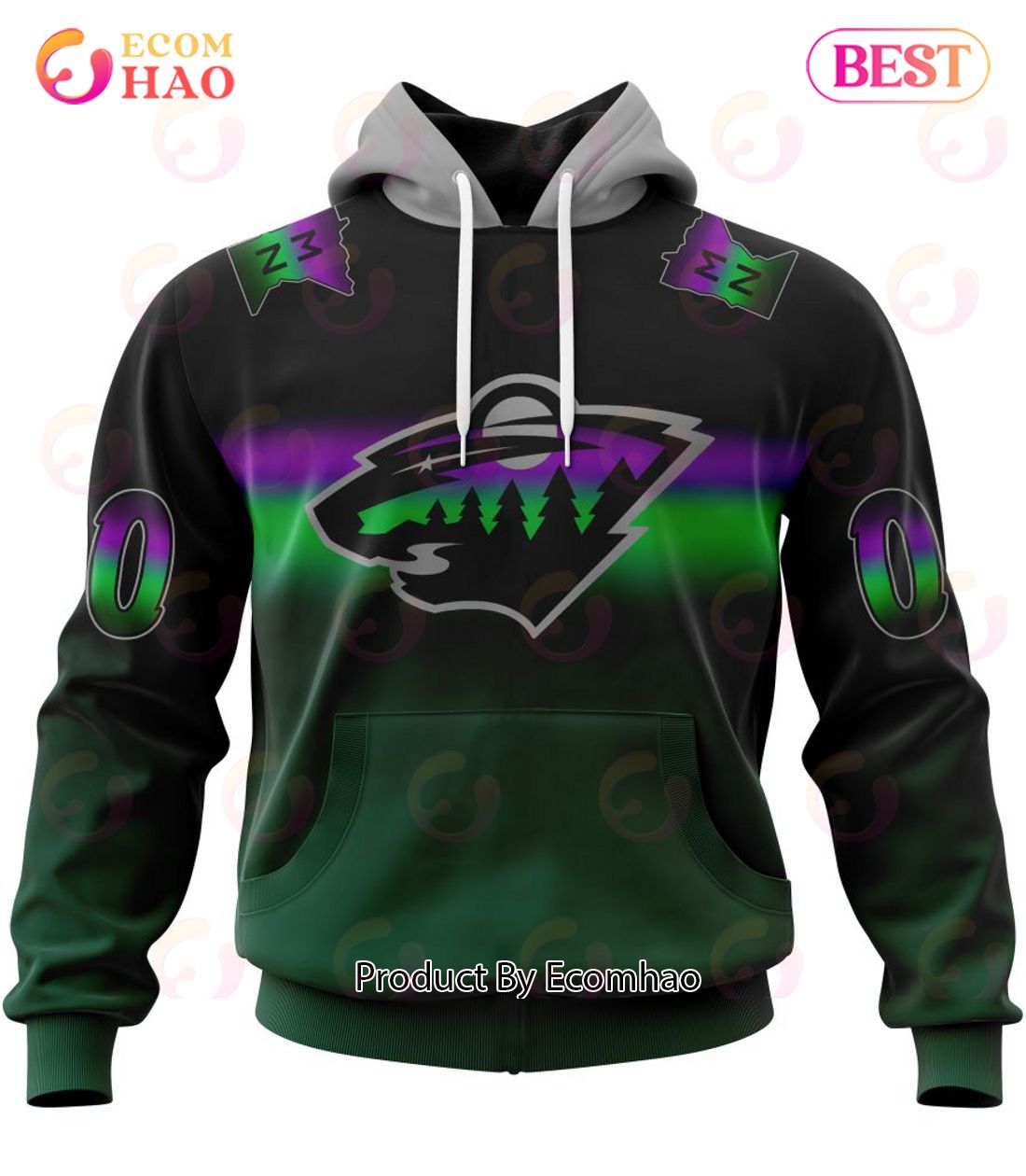 NHL Minnesota Wild Special Retro Gradient Design 3D Hoodie