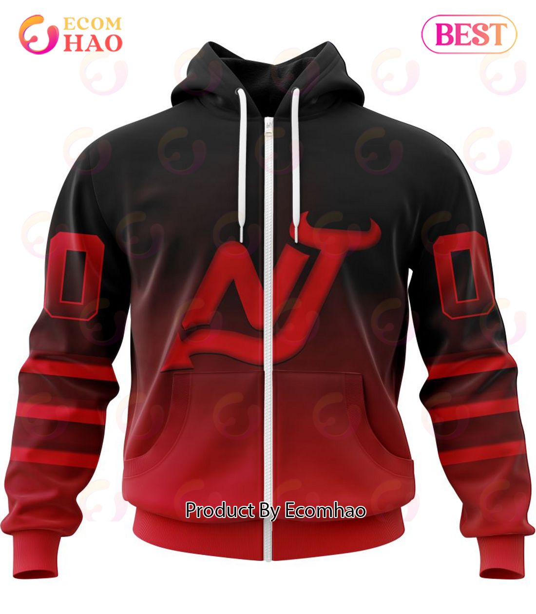 NHL New Jersey Devils Special Retro Gradient Design 3D Hoodie