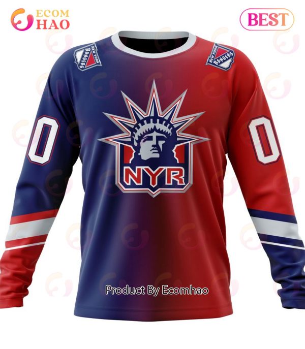 NHL New York Rangers Special Retro Gradient Design 3D Hoodie