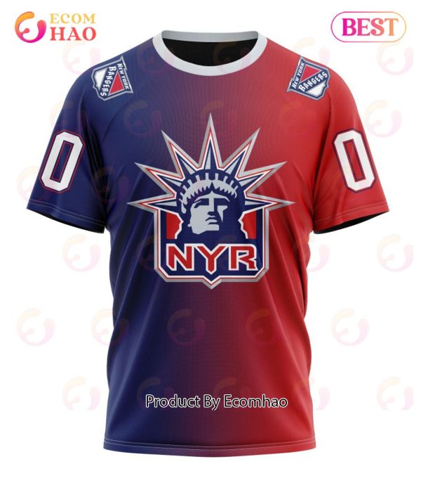 NHL New York Rangers Special Retro Gradient Design 3D Hoodie