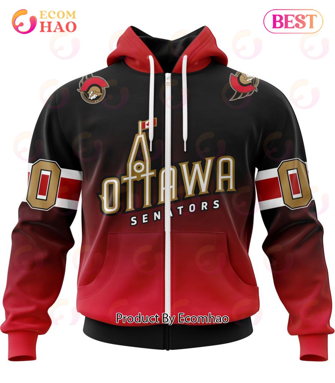 NHL Ottawa Senators Special Retro Gradient Design 3D Hoodie