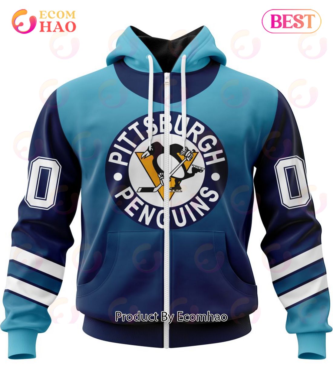 NHL Pittsburgh Penguins Special Retro Gradient Design 3D Hoodie