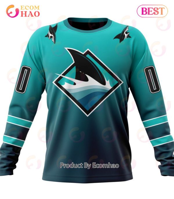 NHL San Jose Sharks Special Retro Gradient Design 3D Hoodie