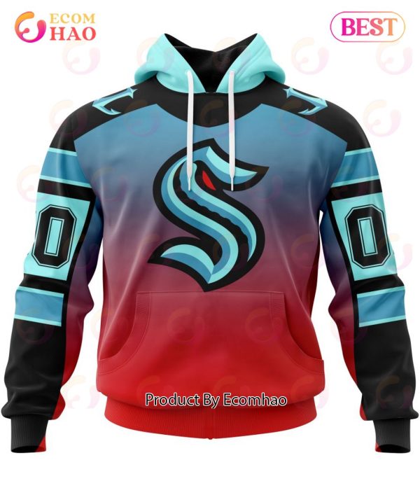 NHL Seattle Kraken Special Retro Gradient Design 3D Hoodie