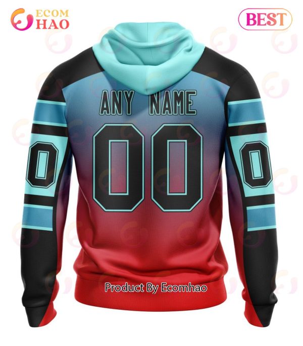 NHL Seattle Kraken Special Retro Gradient Design 3D Hoodie