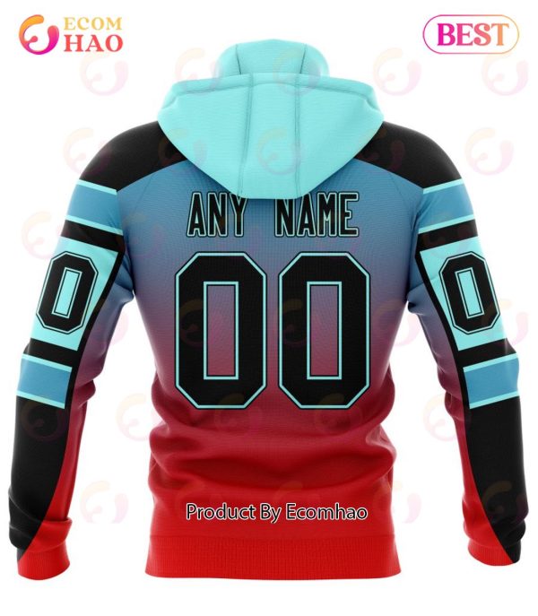NHL Seattle Kraken Special Retro Gradient Design 3D Hoodie