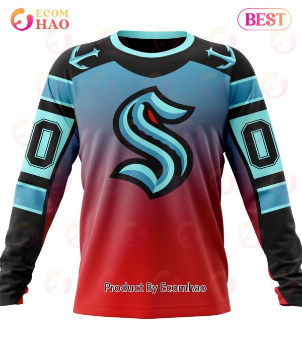 NHL Seattle Kraken Special Retro Gradient Design 3D Hoodie