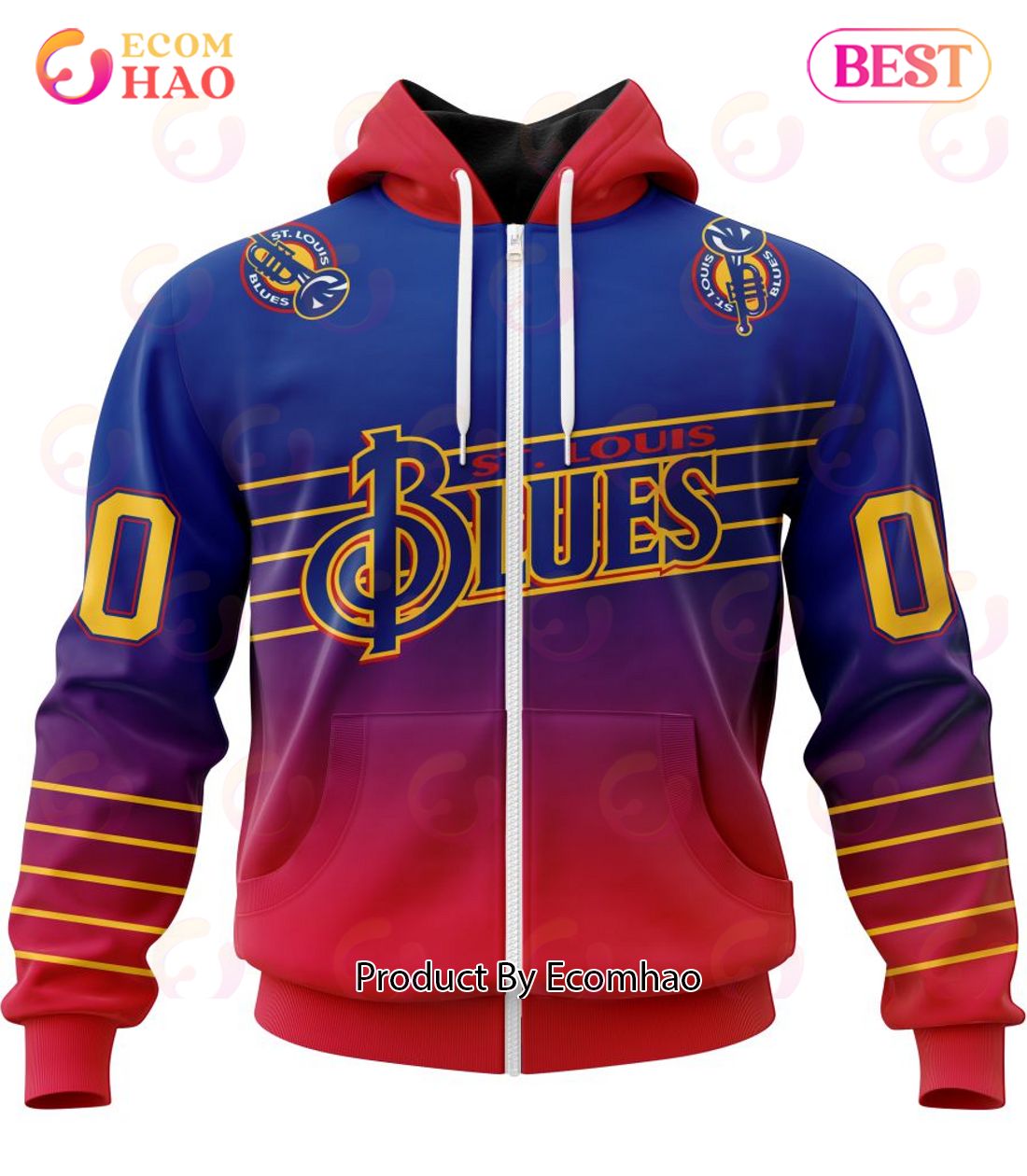 NHL St. Louis Blues Special Retro Gradient Design 3D Hoodie