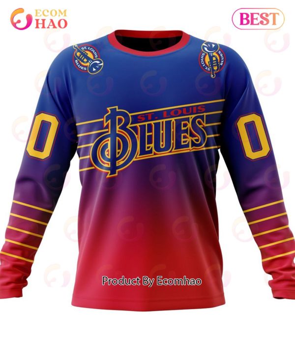 Custom St Louis Blues Retro Gradient Design NHL Shirt Hoodie 3D