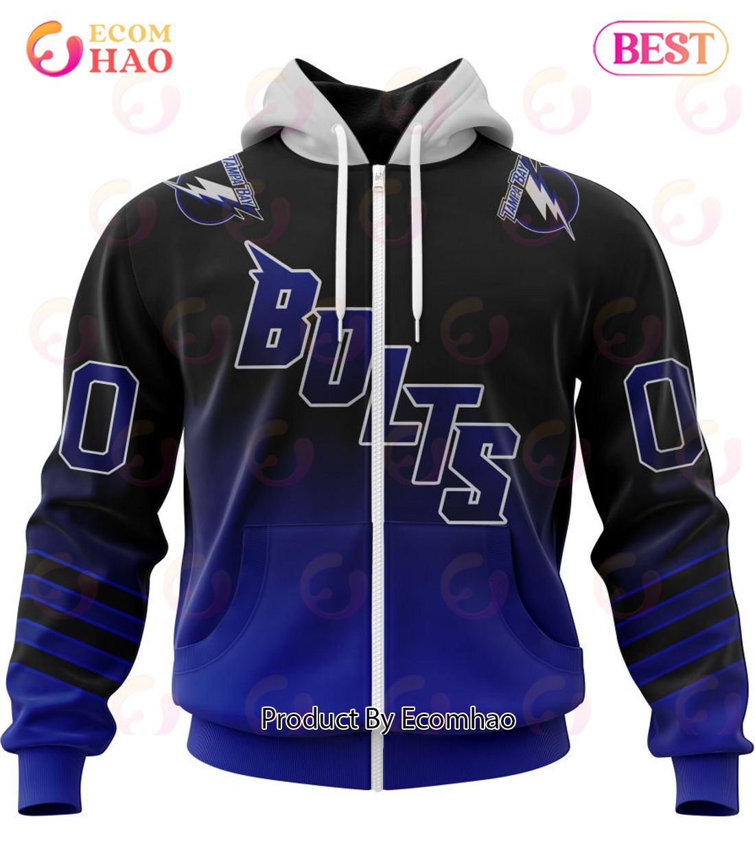 NHL Tampa Bay Lightning Special Retro Gradient Design 3D Hoodie