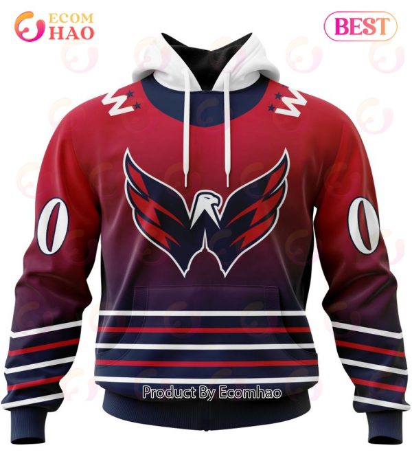 NHL Washington Capitals Special Retro Gradient Design 3D Hoodie