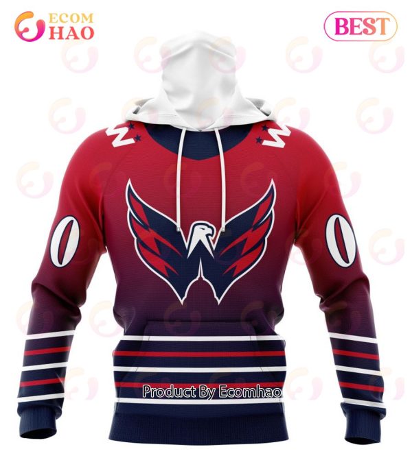 NHL Washington Capitals Special Retro Gradient Design 3D Hoodie