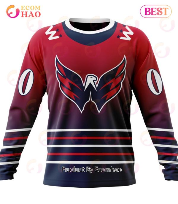 NHL Washington Capitals Special Retro Gradient Design 3D Hoodie