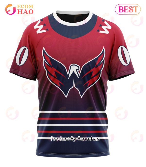 NHL Washington Capitals Special Retro Gradient Design 3D Hoodie