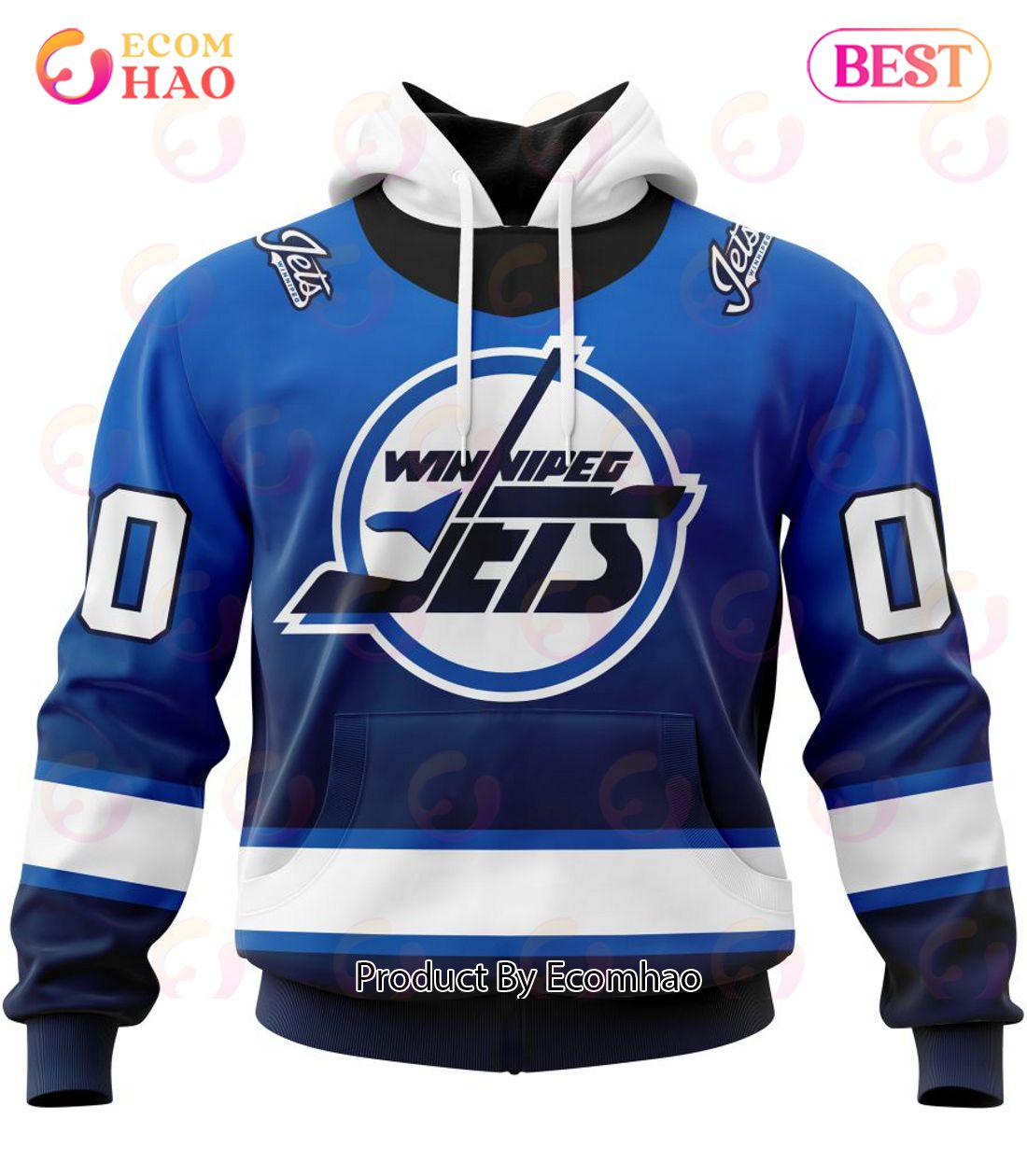 NHL Winnipeg Jets Special Retro Gradient Design 3D Hoodie