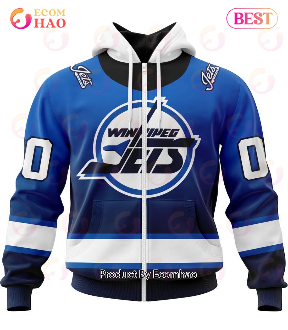 NHL Winnipeg Jets Special Retro Gradient Design 3D Hoodie