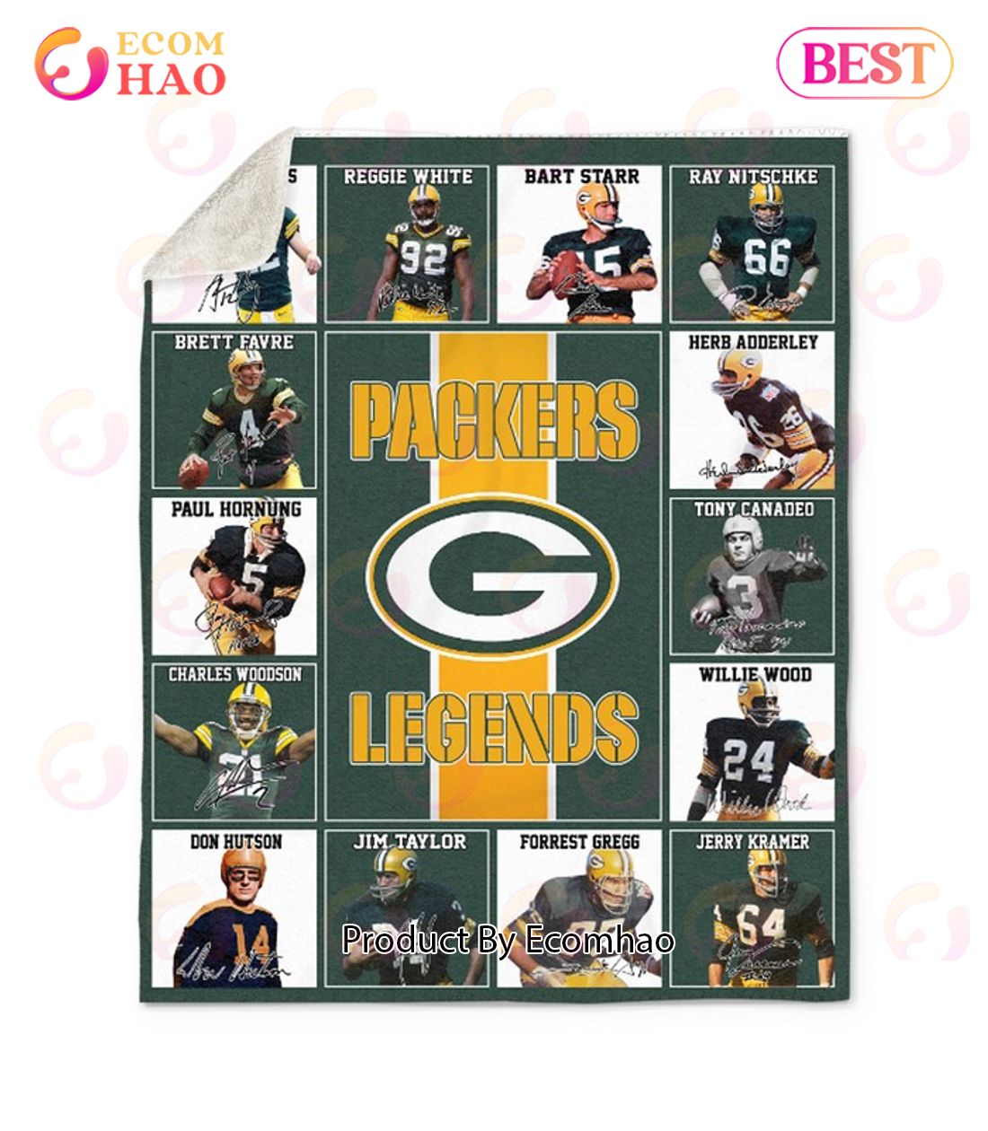 NFL Green Bay Packers Legends Quilt, Fleece Blanket