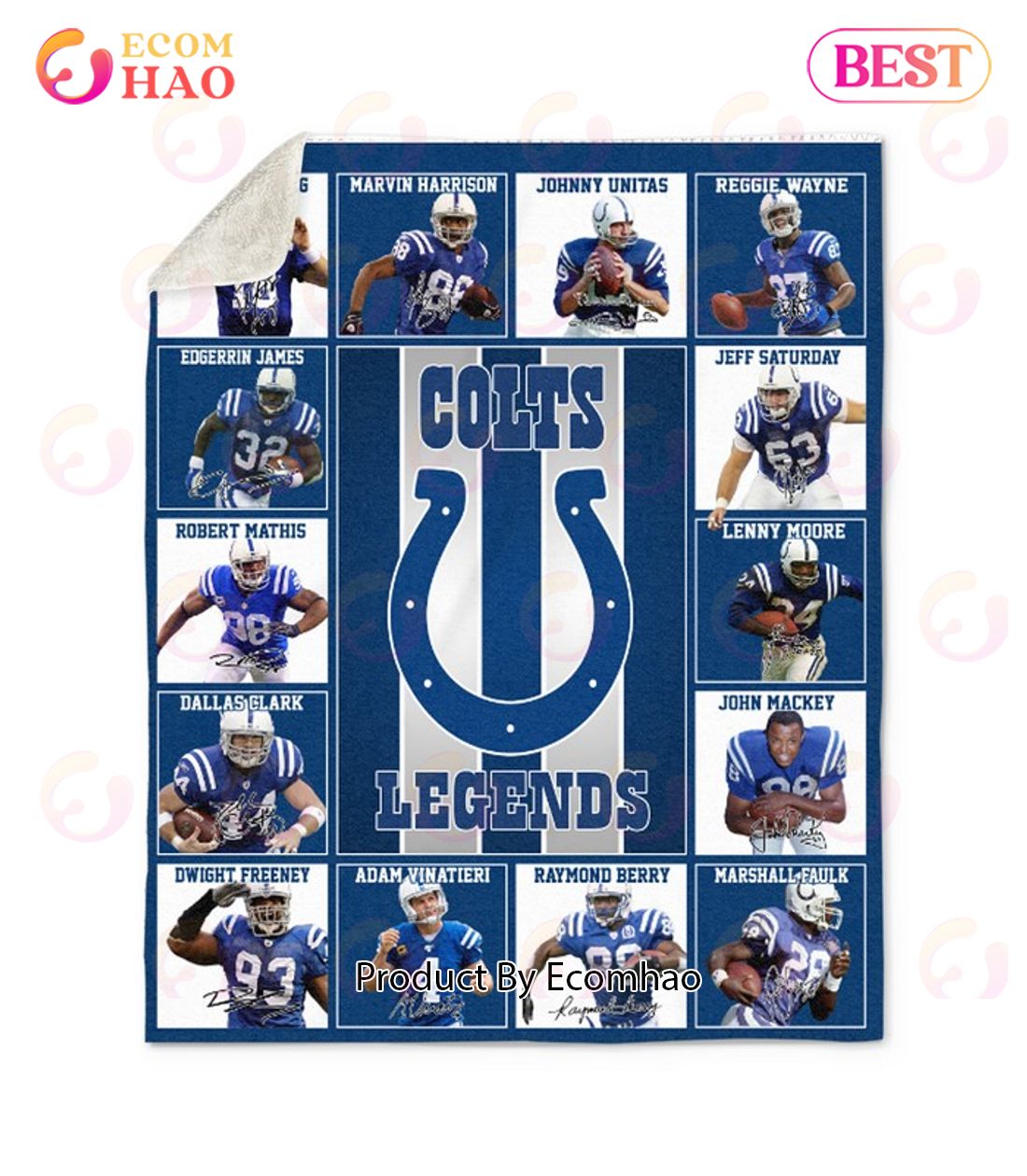 NFL Indianapolis Colts Legends Quilt, Fleece Blanket