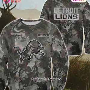 NFL Detroit Lions Personalized Your Name Hungting Camo Style 3D Hoodie,T Shirt, Sweatshirt, Zipper