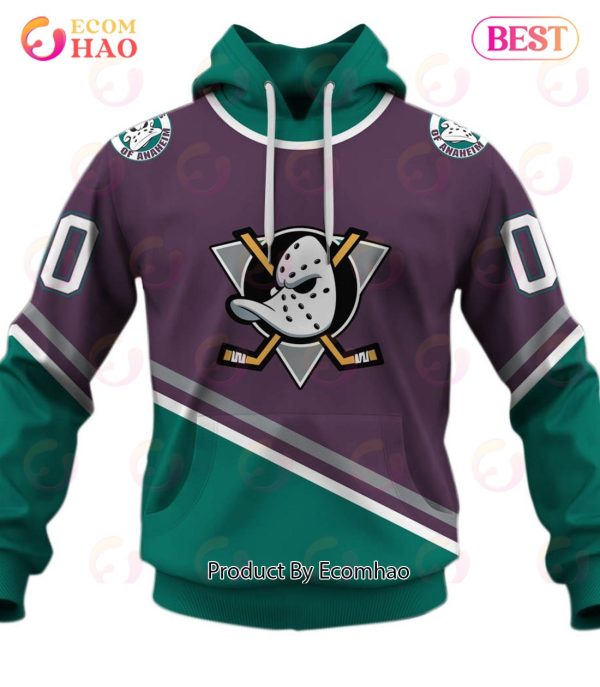 Personalized ANAHEIM MIGHTY DUCKS 90s Vintage Throwback Away Jersey 3D Hoodie