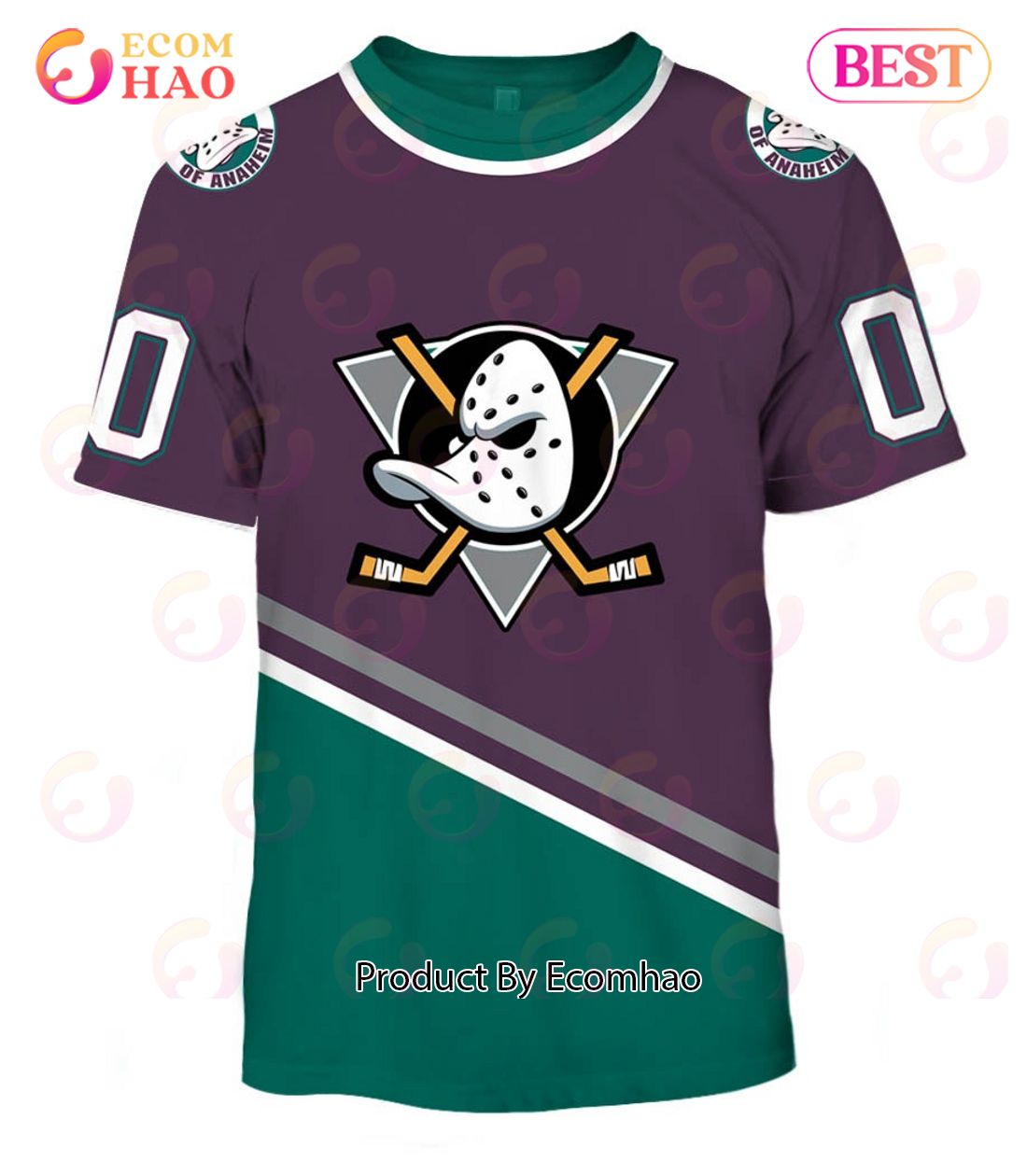 Personalized ANAHEIM MIGHTY DUCKS 90s Vintage Throwback Away Jersey 3D Hoodie