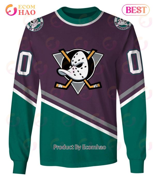 Personalized ANAHEIM MIGHTY DUCKS 90s Vintage Throwback Away Jersey 3D Hoodie