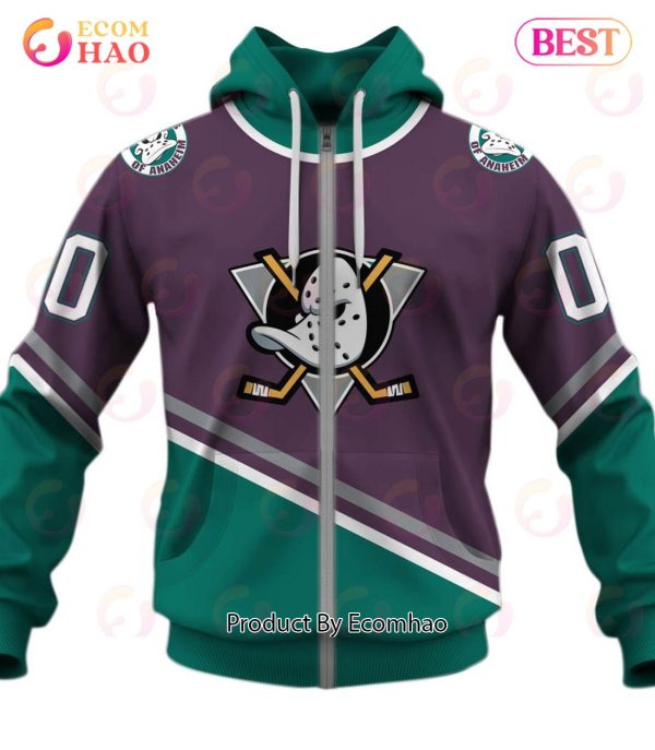 Personalized ANAHEIM MIGHTY DUCKS 90s Vintage Throwback Away Jersey 3D Hoodie