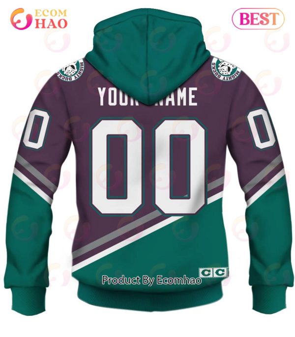 Personalized ANAHEIM MIGHTY DUCKS 90s Vintage Throwback Away Jersey 3D Hoodie