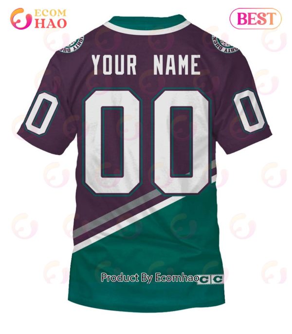 Personalized ANAHEIM MIGHTY DUCKS 90s Vintage Throwback Away Jersey 3D Hoodie