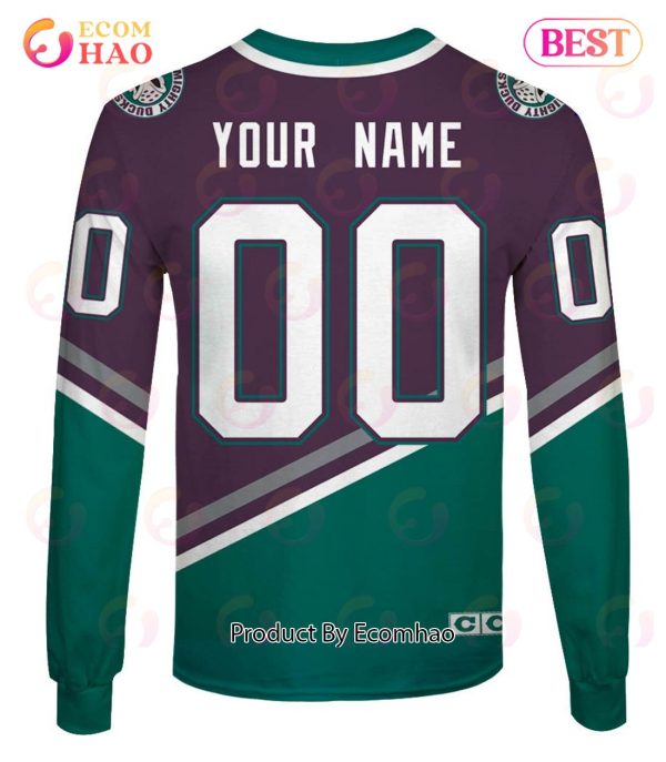 Personalized ANAHEIM MIGHTY DUCKS 90s Vintage Throwback Away Jersey 3D Hoodie
