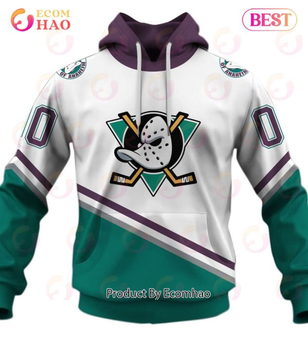 Personalized ANAHEIM MIGHTY DUCKS 90s Vintage Throwback Home Jersey 3D Hoodie