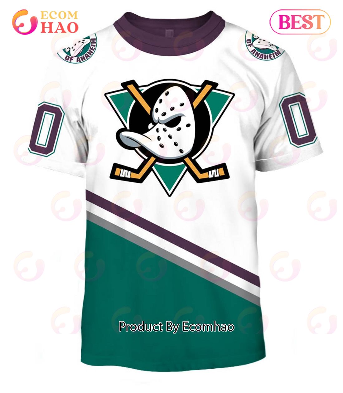 Personalized ANAHEIM MIGHTY DUCKS 90s Vintage Throwback Home Jersey 3D Hoodie