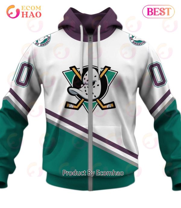 Personalized ANAHEIM MIGHTY DUCKS 90s Vintage Throwback Home Jersey 3D Hoodie