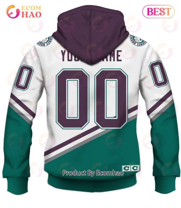 Personalized ANAHEIM MIGHTY DUCKS 90s Vintage Throwback Home Jersey 3D Hoodie