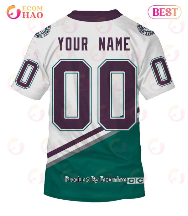 Personalized ANAHEIM MIGHTY DUCKS 90s Vintage Throwback Home Jersey 3D Hoodie
