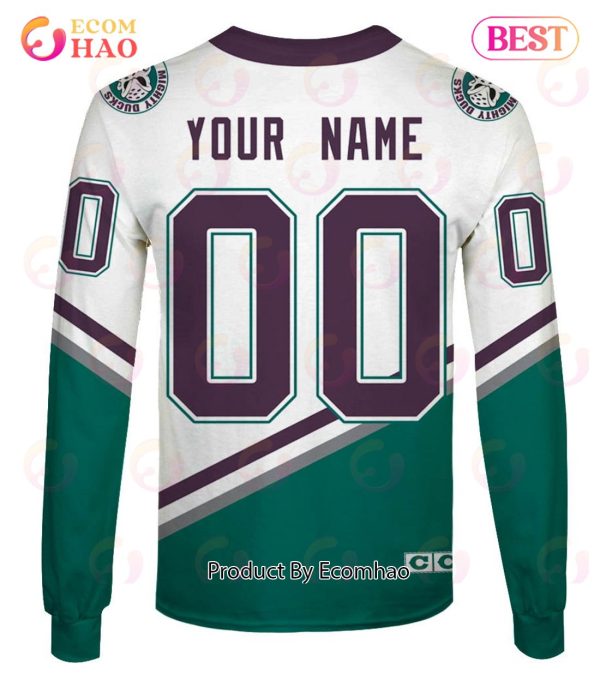 Personalized ANAHEIM MIGHTY DUCKS 90s Vintage Throwback Home Jersey 3D Hoodie