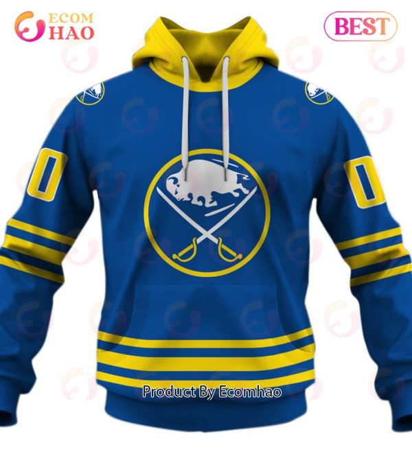 Personalized Buffalo Sabres 80s 90s Away Vintage NHL Throwback Jersey 3D Hoodie