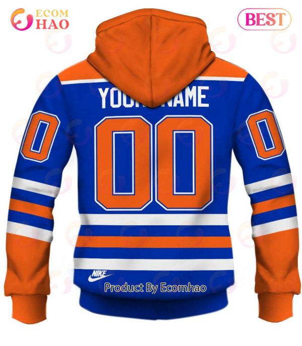 Personalized Edmonton Oilers 80s Throwback Vintage Hockey Away Jersey 3D Hoodie