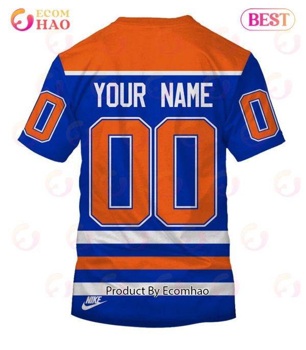 Personalized Edmonton Oilers 80s Throwback Vintage Hockey Away Jersey 3D Hoodie