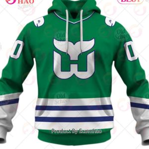 Personalized Hartford Whalers, Carolina Hurricanes Vintage NHL Jersey Green 3D Hoodie