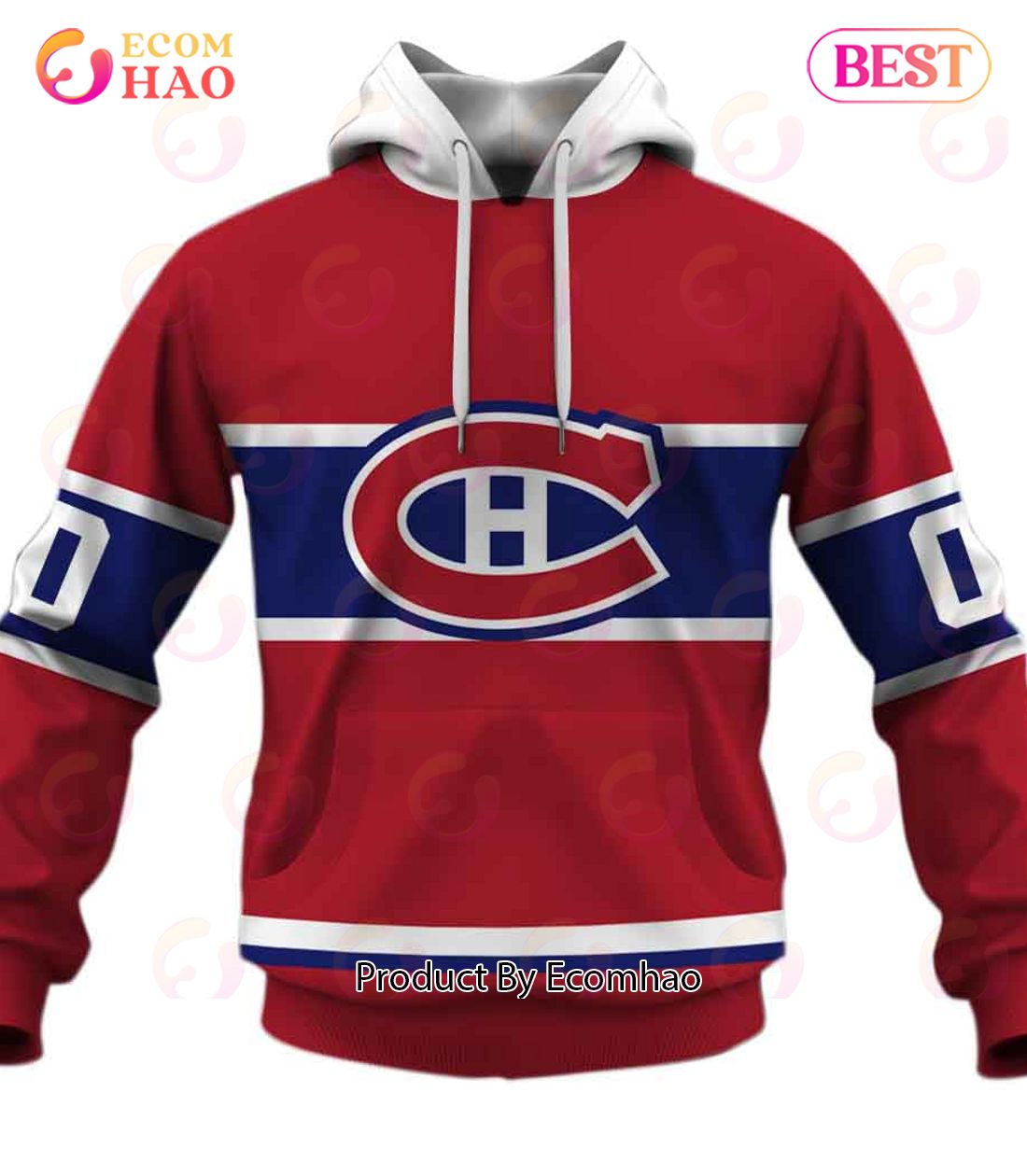 Personalized Montreal Canadiens 60s 70s Throwback Vintage Home Jersey 3D Hoodie