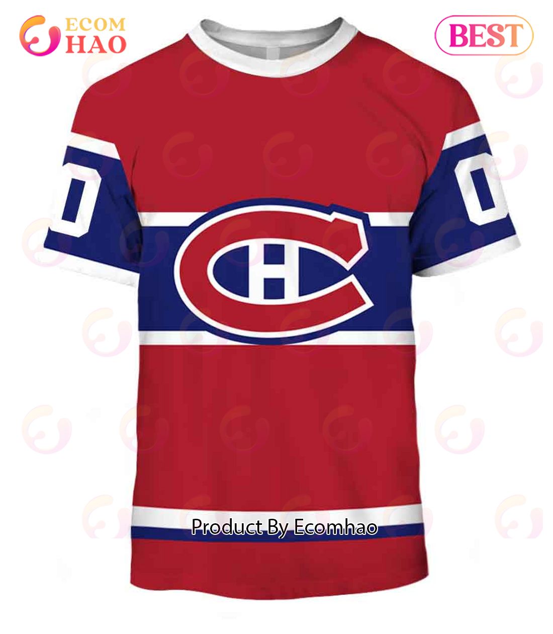 Personalized Montreal Canadiens 60s 70s Throwback Vintage Home Jersey 3D Hoodie