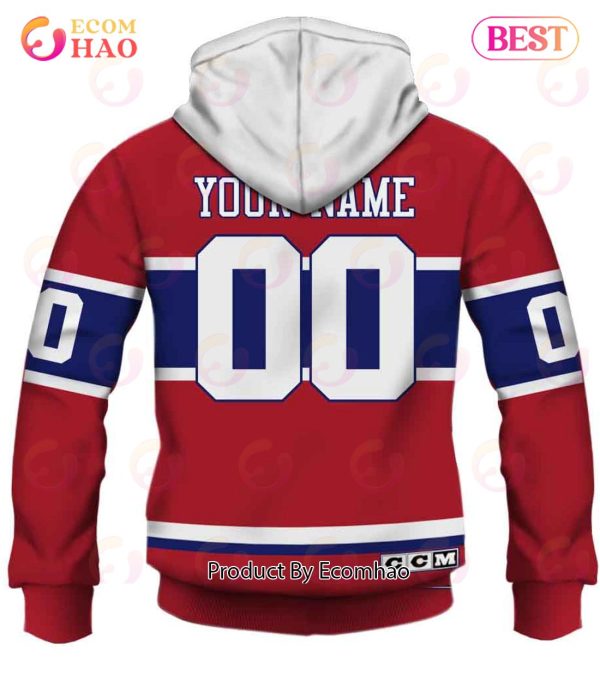 Personalized Montreal Canadiens 60s 70s Throwback Vintage Home Jersey 3D Hoodie