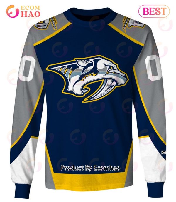 Personalized Nashville Predators Throwback Vintage NHL Hockey Jersey 3D Hoodie