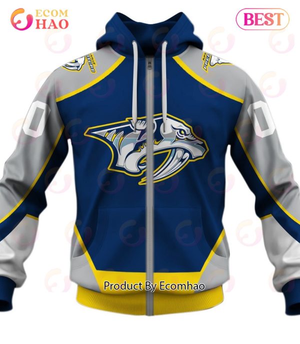Personalized Nashville Predators Throwback Vintage NHL Hockey Jersey 3D Hoodie