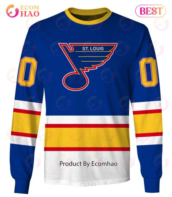 Personalized St. Louis Blues Throwback Vintage NHL Hockey Home Jersey 3D Hoodie