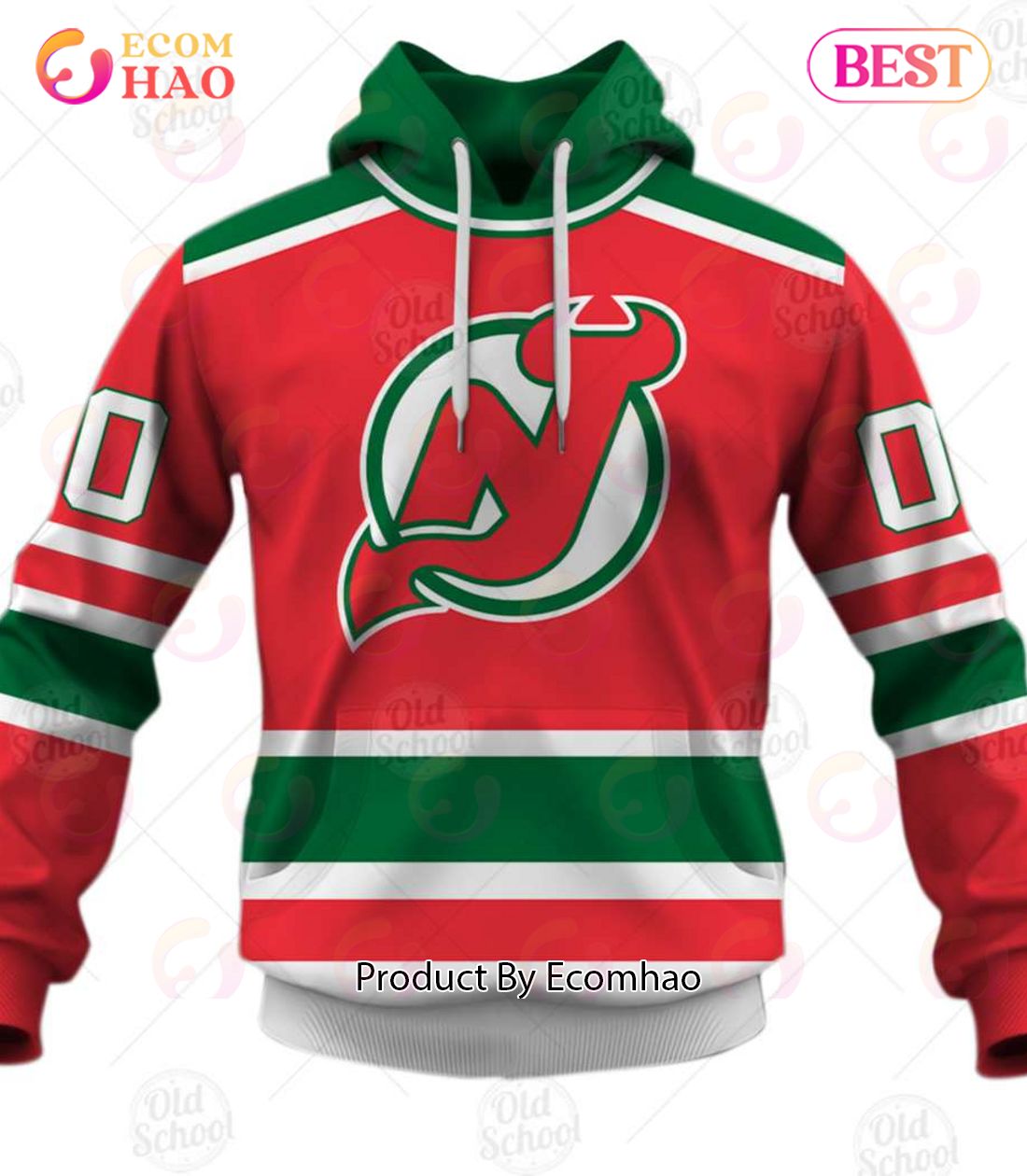 Personalized Vintage NHL New Jersey Devils Throwback Jersey Green 3D Hoodie