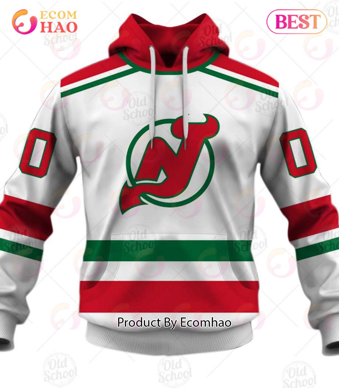 Personalized Vintage NHL New Jersey Devils Throwback Jersey White 3D Hoodie